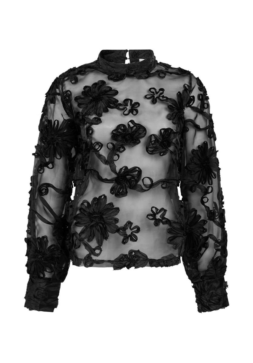 Aaiko Blouse LUCIA FLOWER PES Zwart 1
