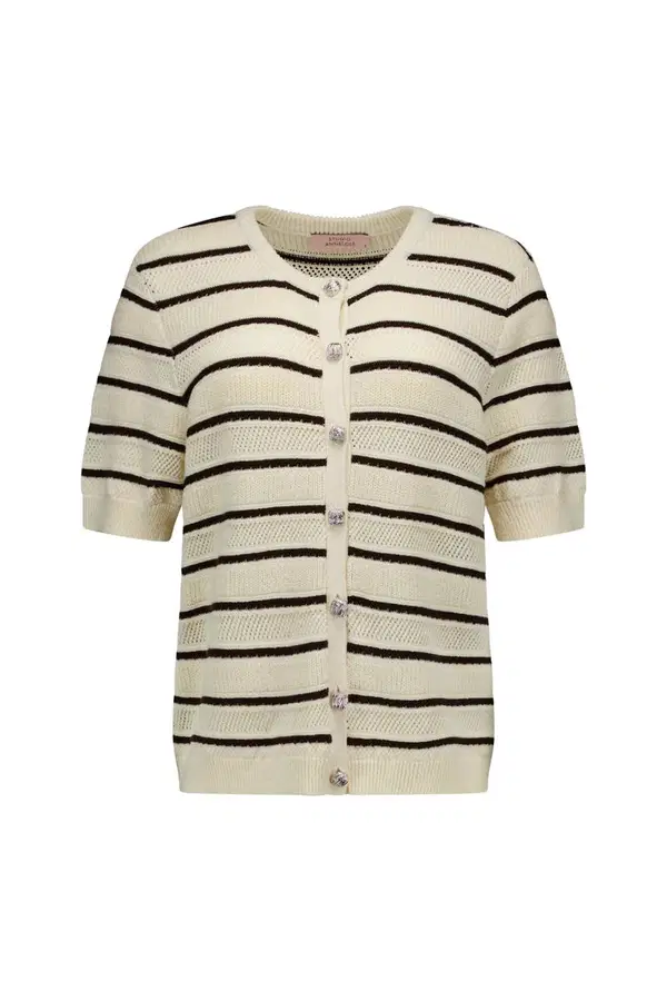 Studio Anneloes Vest Yara stripe cardi Bruin 1