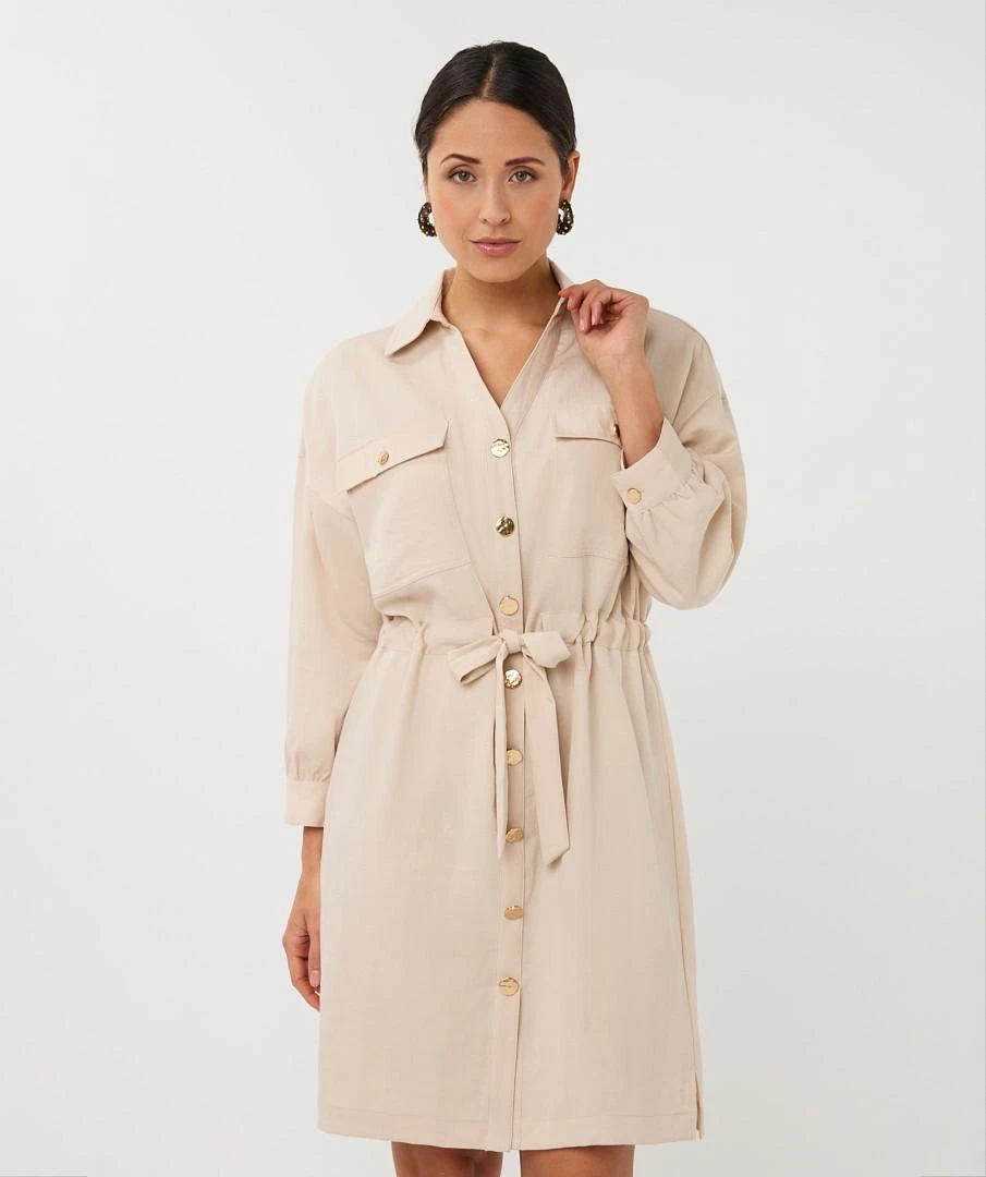 EsQualo Jurk SP26.10036 Beige 1