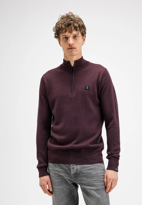 Butcher of Blue Trui Structure Halfzip Paars 1