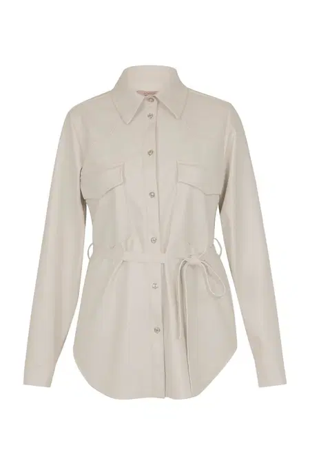 Studio Anneloes Blouse Bodil faux leathe Off-White 1