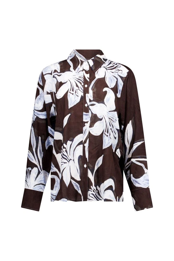 Studio Anneloes Blouse Aylin satin flowe Bruin 1