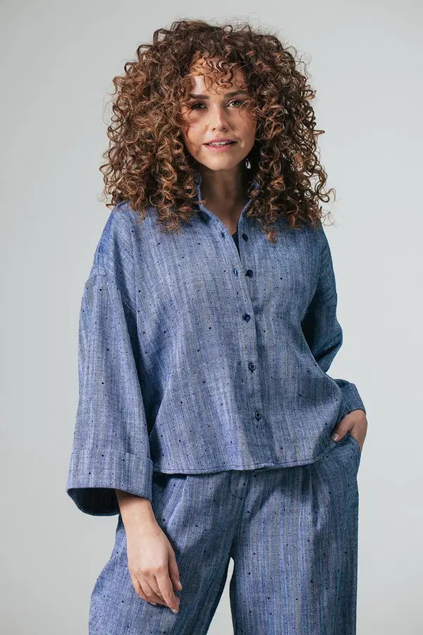 Label DOT Blouse Amber Blauw 1