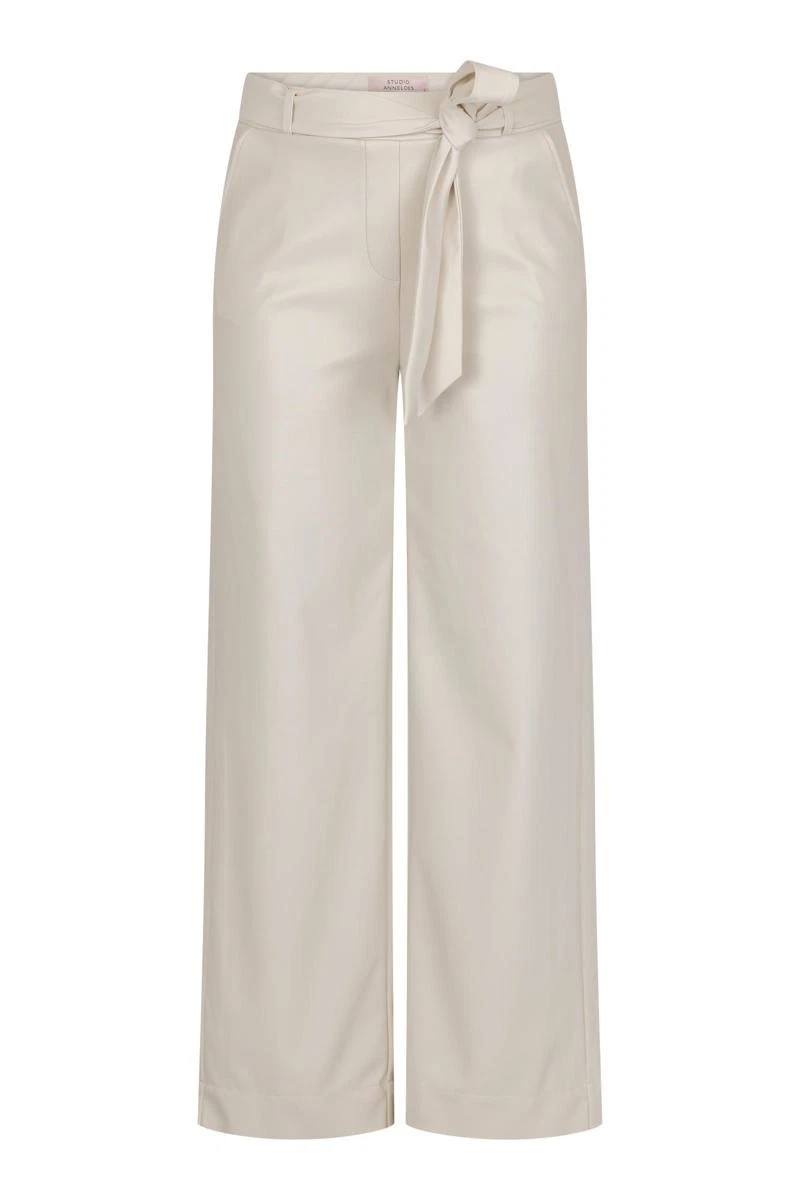 Studio Anneloes Pantalon Lexie Faux Leather Off-White 2