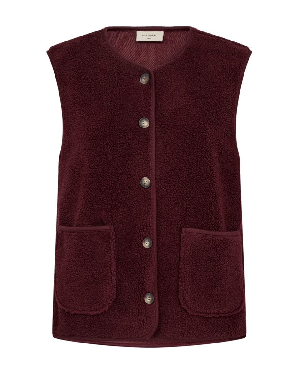 Freequent Gilet Teddy Rood 1