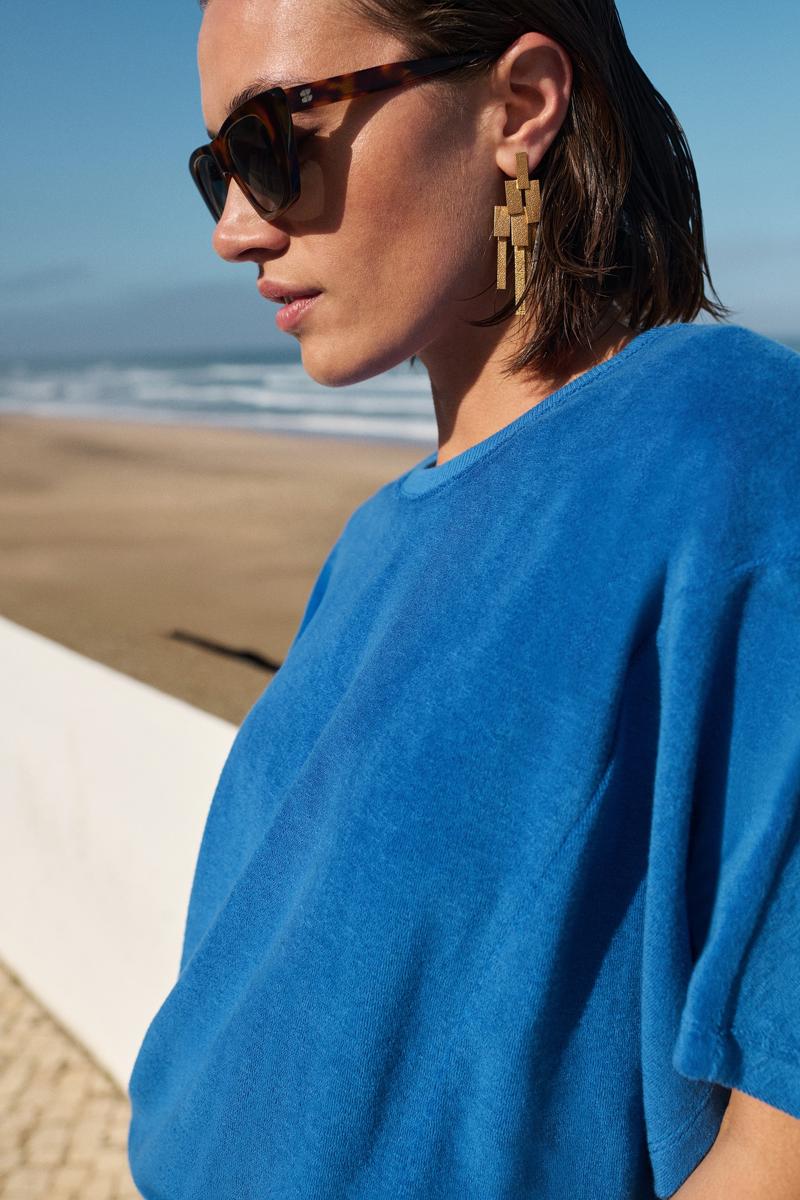 By-Bar T-Shirt Nuki Slub Top Blauw 6