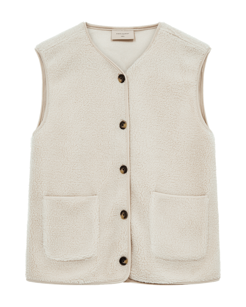 Freequent Gilet Teddy Beige 1