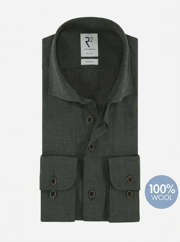 R2 Amsterdam R2 Overhemd NOS.WOOL.004/070 Groen 1