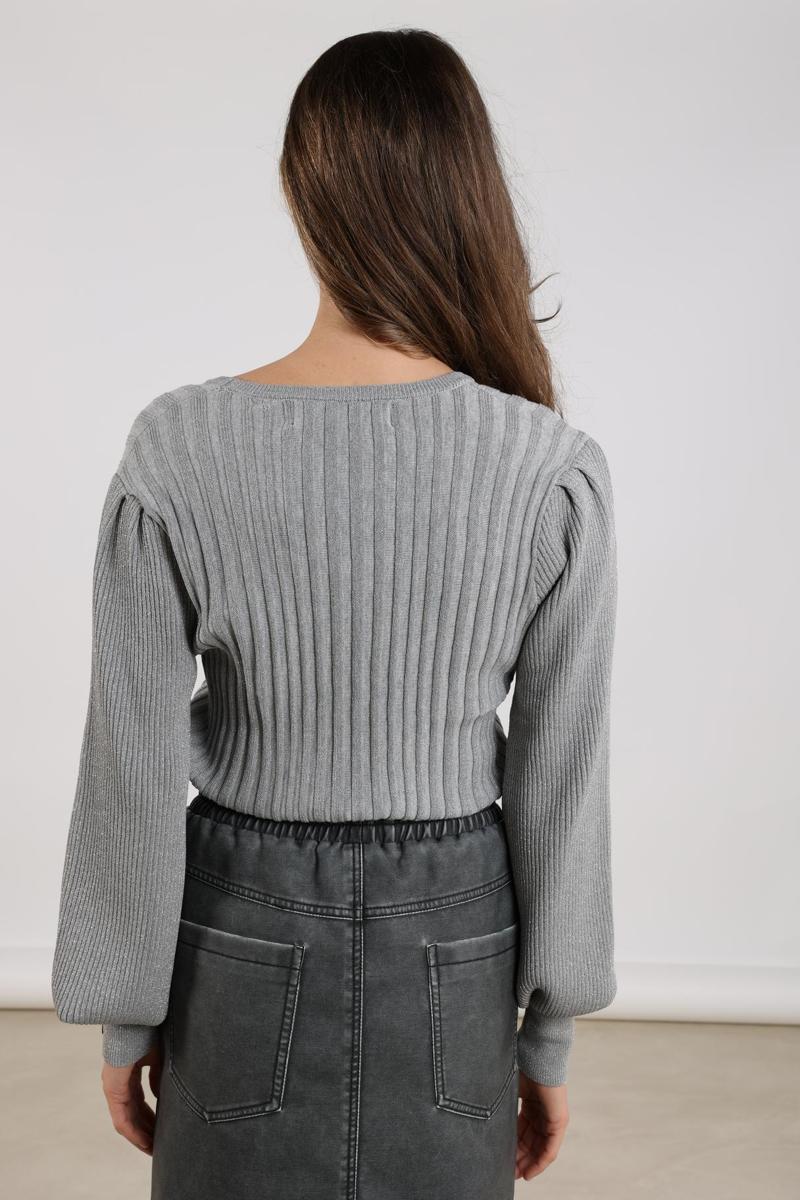 NUKUS Trui Mulberry Lurex Grijs 5