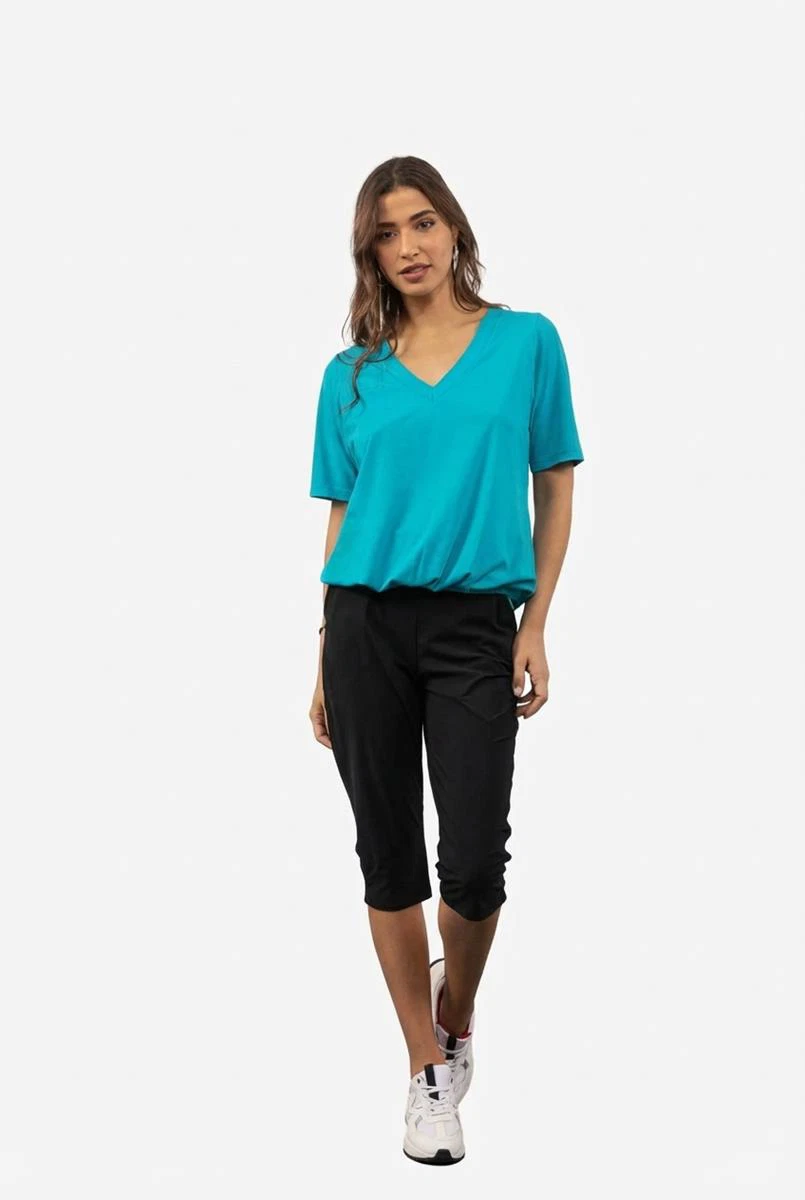 Studio Anneloes Pantalon Hanna capri trous Zwart 1