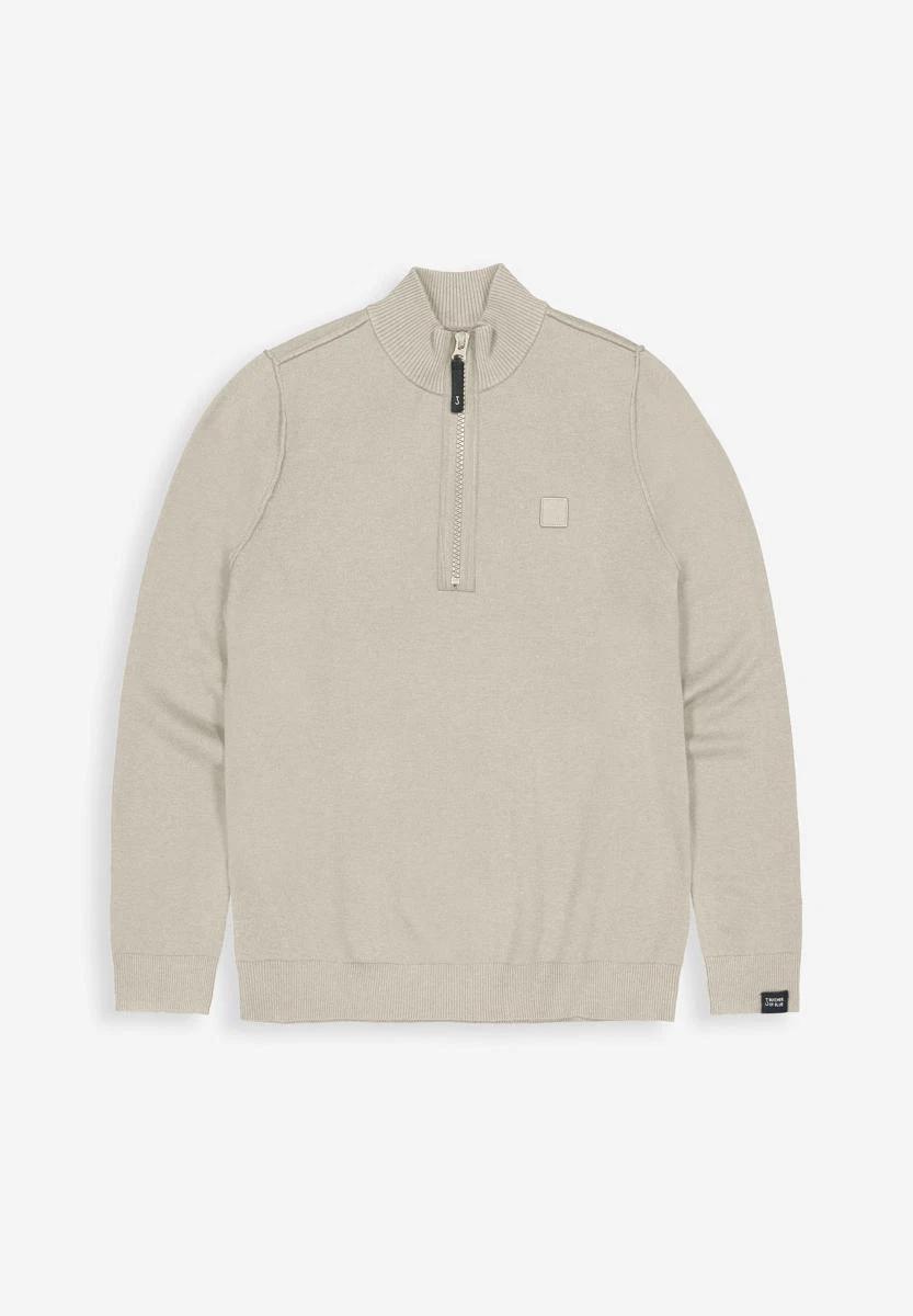 Butcher of Blue Trui Clifden Halfzip Beige 2
