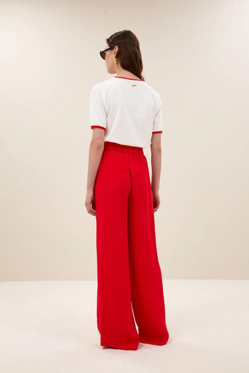 By-Bar Pantalon Benji Satin Stripe Rood 3