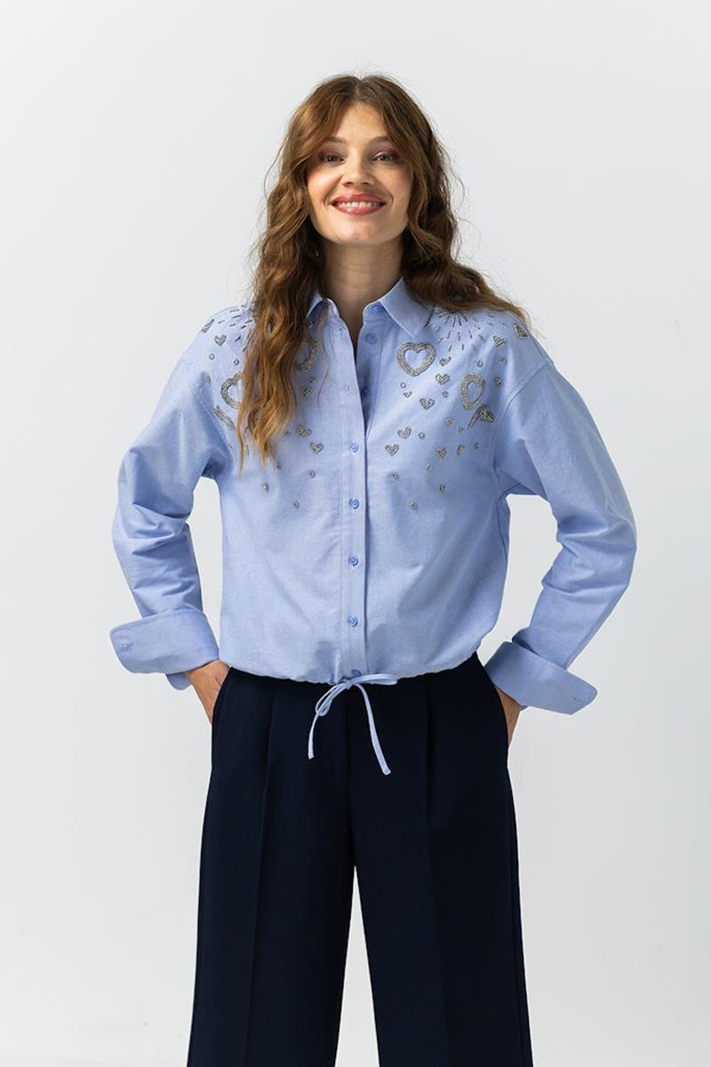 Label DOT Blouse Ayden Blauw 1