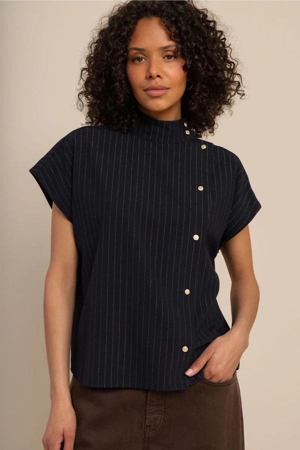 Studio Anneloes Blouse Danni Gold Stripe Blauw 1