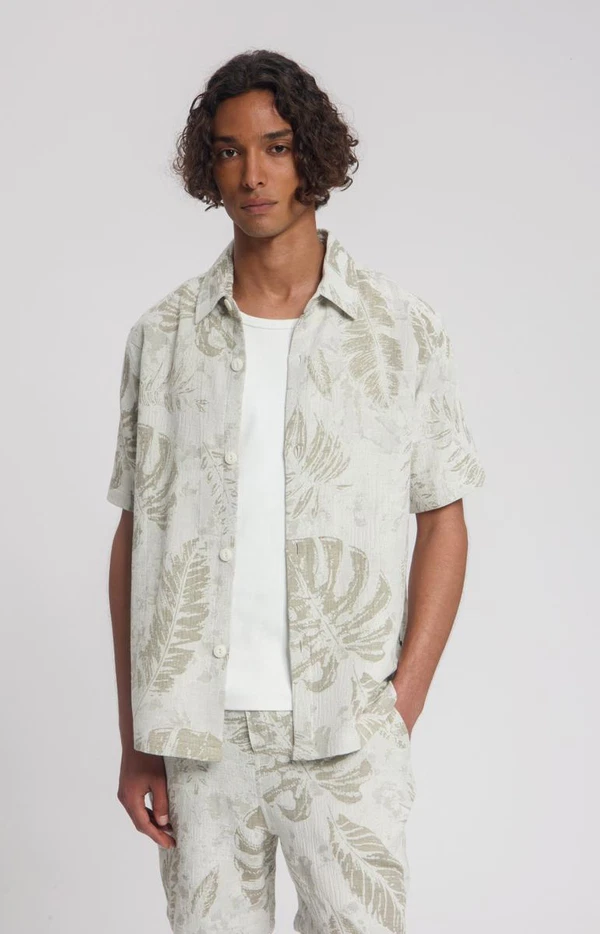 Law of the Sea Overhemd Thalassa Jacquard Groen 1