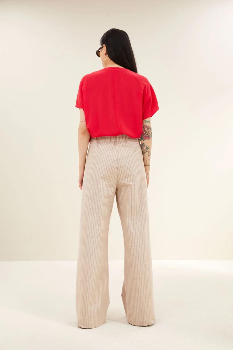 By-Bar Pantalon Benji Stripe Rood 3