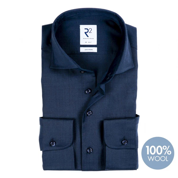 R2 Amsterdam R2 Overhemd NOS.WOOL.002/010 Blauw 1