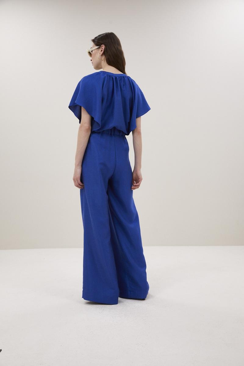 By-Bar Pantalon Celin Gloss Pant Blauw 5
